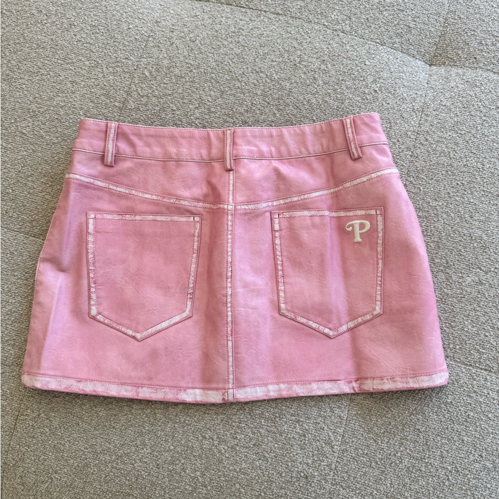 Lisa Says Gah x Polly Pocket Mariah Mini Skirt Pink Faux Leather Size S- NWOT - Picture 5 of 10